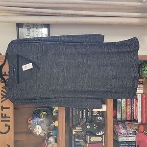 Abercrombie & Fitch Black Heathered Fleece V-neck Dress Women's MT Medium Tall